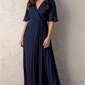 NWT Lulus Elegant Navy Blue Wrap Dress